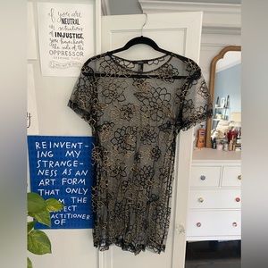 Mesh Black and Gold Dress